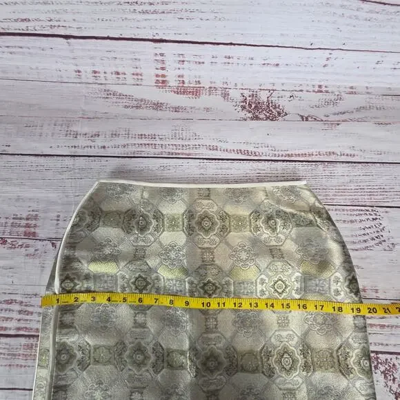 Vintage Carlisle Silk Jaquard Skirt 6 Gold Metallic Color Glam Lux Quiet Money - Picture 10 of 12